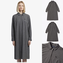 FRED PERRY フレッドペリー / レディースプレイテッドバックシャツドレス(F8517) Mix Grey -送料無料-