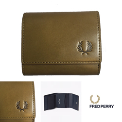FRED PERRY フレッドペリー / ローレルリーフダイドレザーコンパクトウォレット(F19920) Olive -送料無料-