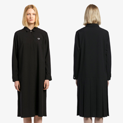 FRED PERRY フレッドペリー / レディースプレイテッドバックシャツドレス(F8517) Black -送料無料-