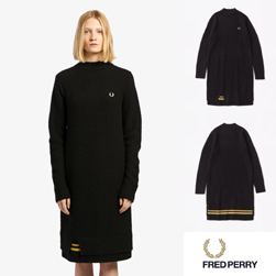 FRED PERRY フレッドペリー / レディースクルーネックニットドレス(F8523) Black -送料無料-