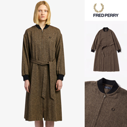 FRED PERRY フレッドペリー / レディースボンバーシャツドレス(F8521) Brown -送料無料-