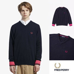 FRED PERRY フレッドペリー / Vネックセーター(F3211) Navy -送料無料-