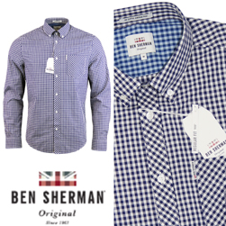 Ben Sherman ベンシャーマン / クラシックギンガムチェックボタンダウンシャツ Blue Depths -送料無料-