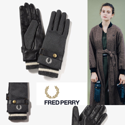 FRED PERRY フレッドペリー / レディースレザーコンビグローブ(F19910) Grey -送料無料-