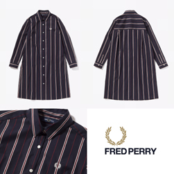 FRED PERRY フレッドペリー / レディースストライプシャツドレス(F8548) Navy -送料無料-