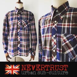 NEVERTRUST ネバートラスト / トラッドチェックボタンダウンシャツ Navy x Khaki