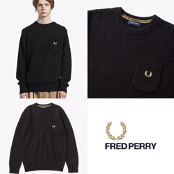 FRED PERRY フレッドペリー / ピケニットセーター(F3212) Black -送料無料-