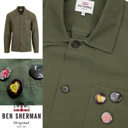 Ben Sherman ベンシャーマン / ノーザンソウルオーバーシャツ Dark Green -送料無料-