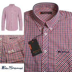 Ben Sherman ベンシャーマン / ハウスチェックボタンダウンシャツ Red -送料無料-