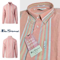 Ben Sherman ベンシャーマン / 60s モッド ストライプオックフォードボタンダウンシャツ Light Pink -送料無料-