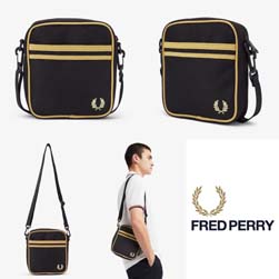 FRED PERRY フレッドペリー / ツインティップドサイドバッグ(L8265) Black x Champagne -送料無料-