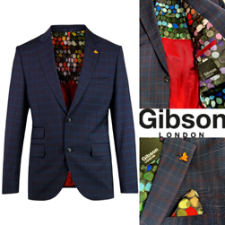 Gibson LONDON ギブソンロンドン / ネイビーチェックジャケット(Marriott) Navy -送料無料-