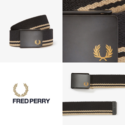 FRED PERRY フレッドペリー / ティップドウェビングベルト(BT8431) Black x Champagne