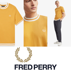 FRED PERRY フレッドペリー / ショートスリーブスウェットシャツ(M8527) Gold -送料無料-