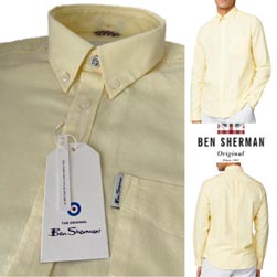 Ben Sherman ベンシャーマン / 60s モッド オックフォードボタンダウンシャツ Yellow -送料無料-
