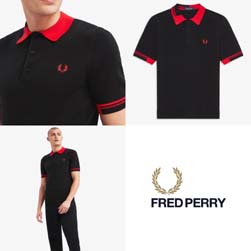 FRED PERRY フレッドペリー / アブストラクトティップドニットポロシャツ(K8516) Black -送料無料-