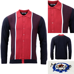 MADCAP ENGLAND マッドキャップイングランド / 60s モッド ピンストライプポロカーディガン(PINSTRIPE MARRIOTT) Navy -送料無料-