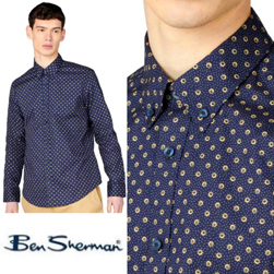 Ben Sherman ベンシャーマン / ミニターゲットスポットボタンダウンシャツ Marine -送料無料-