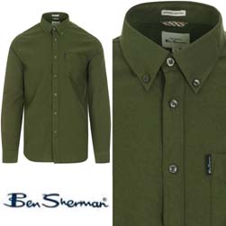 Ben Sherman ベンシャーマン / モッドオックスフォードボタンダウンシャツ Loden -送料無料-