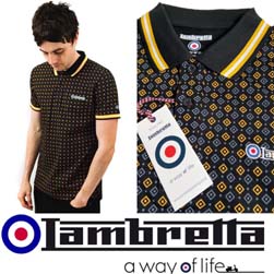 Lambretta ランブレッタ / ジオメトリックポロシャツ Black -送料無料-