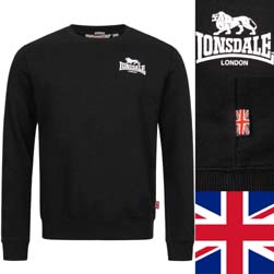 LONSDALE ロンズデール / スリムフィットクルーネックスウェットシャツ(LONGRIDGE) Black -送料無料-