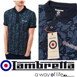 Lambretta ランブレッタ / ペイズリーポロシャツ Navy -送料無料-