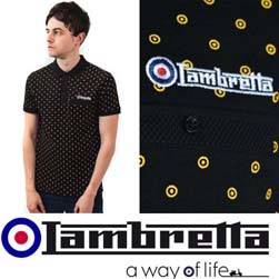 Lambretta ランブレッタ / スモールターゲットマークポロシャツ Black -送料無料-