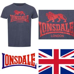 LONSDALE ロンズデール / ライオンロゴプリントTシャツ(SILVERHILL) Marl Navy -送料無料-