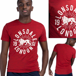 LONSDALE ロンズデール / 1960ロゴプリントTシャツ(WARMWELL) Marl Red -送料無料-