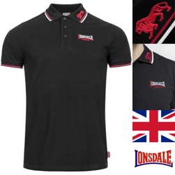 LONSDALE ロンズデール / スリムフィットポロシャツ(LION) Black -送料無料-