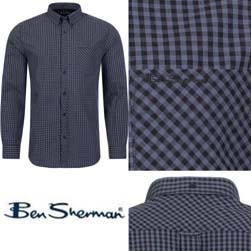 Ben Sherman ベンシャーマン / ギンガムチェックボタンダウンシャツ Dark Blue -送料無料-