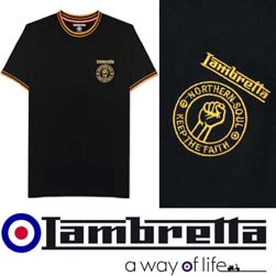 Lambretta ランブレッタ / ノーザンソウルティップドピケTシャツ Black -送料無料-