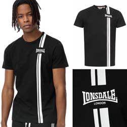 LONSDALE ロンズデール / コントラストストライプTシャツ(INVERBROOM) Black -送料無料-