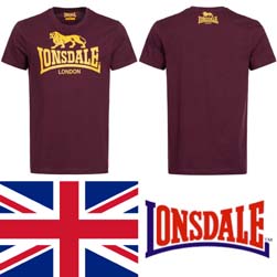 LONSDALE ロンズデール / ライオンロゴプリントTシャツ Vintage Oxblood -送料無料-