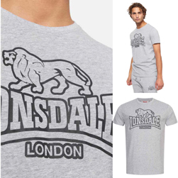 LONSDALE ロンズデール / ライオンロゴプリントTシャツ(ALLANFEARN) Marl Grey -送料無料-