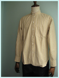 Dry Bones(ドライボーンズ)/ショートラウンドカラーストライプシャツ Beige -送料無料-