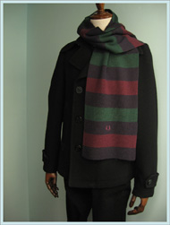 FRED PERRY(フレッドペリー)/ボーダーマフラー(C6215) Navy