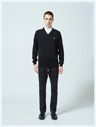 FRED PERRY(フレッドペリー)/クラシックVネックセーター(K7210) Black -送料無料-