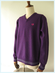FRED PERRY(フレッドペリー)/シェットランドVネックセーター(F3122) Purple -送料無料-