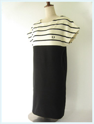 FRED PERRY(フレッドペリー)/レディースパネルボーダーニットドレス(F7076) Black -送料無料-