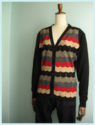 JOHN SMEDLEY(ジョンスメドレー)/レディースカーディガン(A3391) Black x Tawny -送料無料-