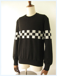 Original John(オリジナルジョン)/チェッカークルーセーター(JAMES KNIT JUMPER) Black -送料無料-