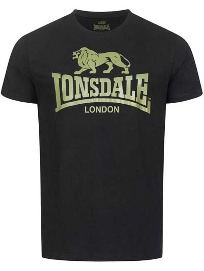 LONSDALE ロンズデール / ライオンロゴプリントTシャツ Black x Olive -送料無料- [4508]