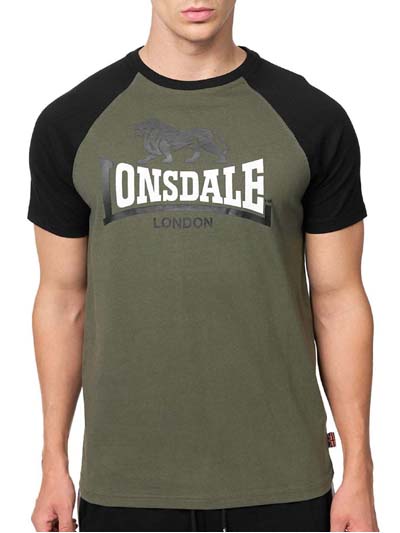 LONSDALE ロンズデール / ラグランライオンロゴプリントTシャツ(MAGILLIGAN) Olive -送料無料-
