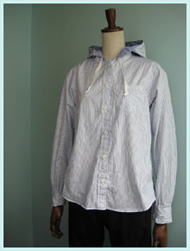 unus entil(ユーナスエンティル)/レディースストライプフードシャツ White